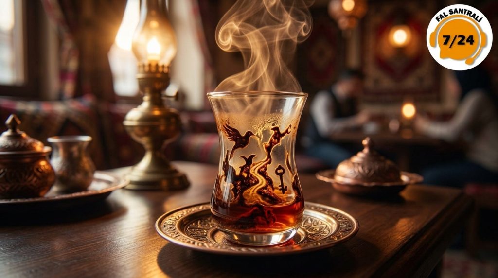 çay falını gösteren bir bardak var