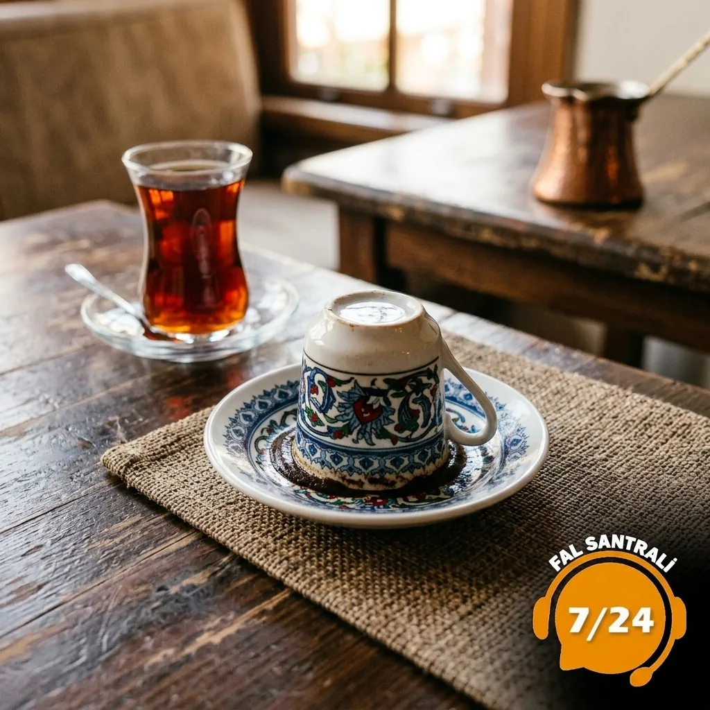 Desenli kapalı kahve fincanı ve çay