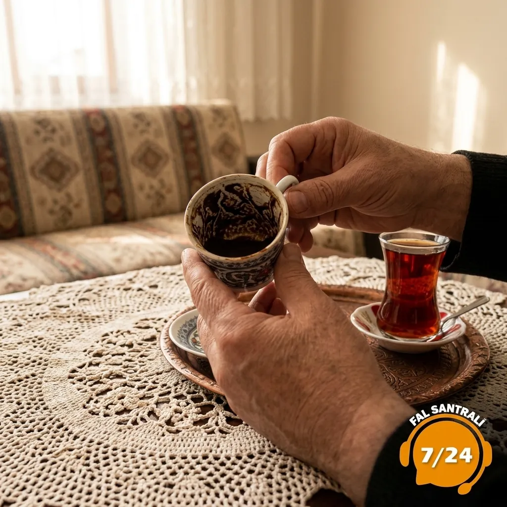 Elde tutulan kahve falı fincanı