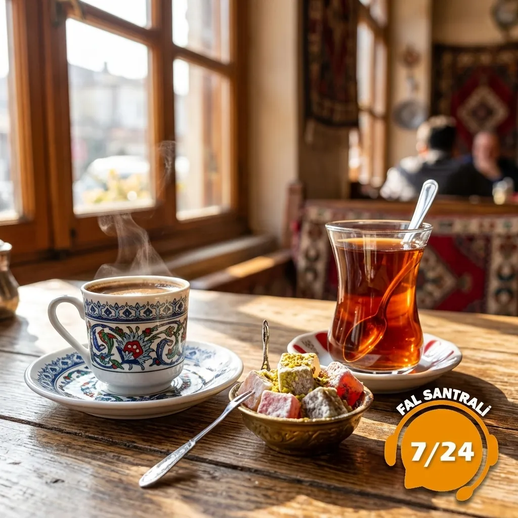 Geleneksel kafede kahve ve çay ikramı