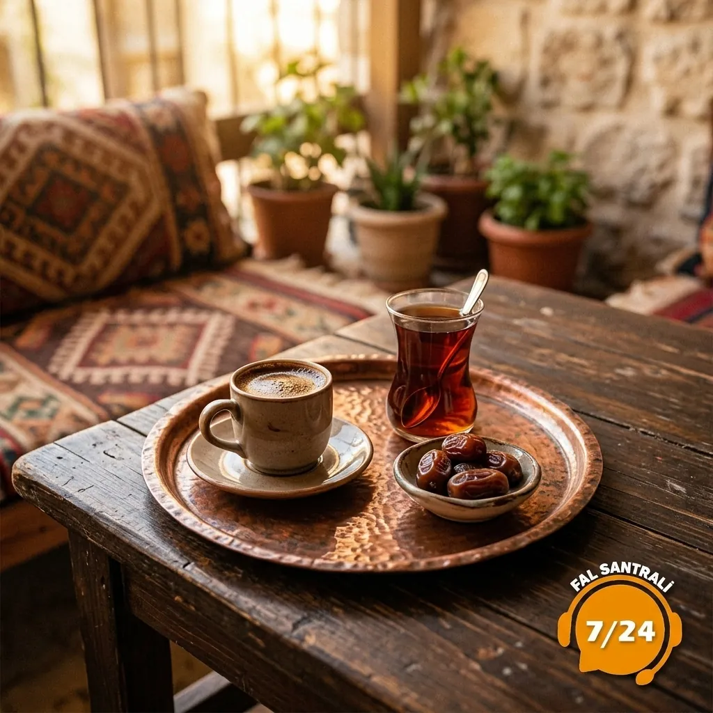 Güneşli oturma alanında kahve ve çay