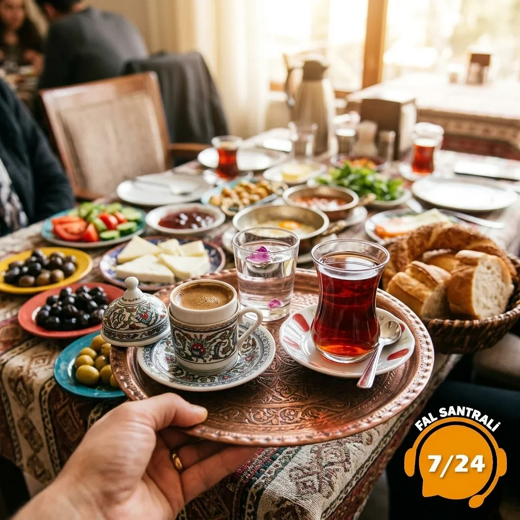 Kahvaltı sofrasına kahve ve çay ikramı