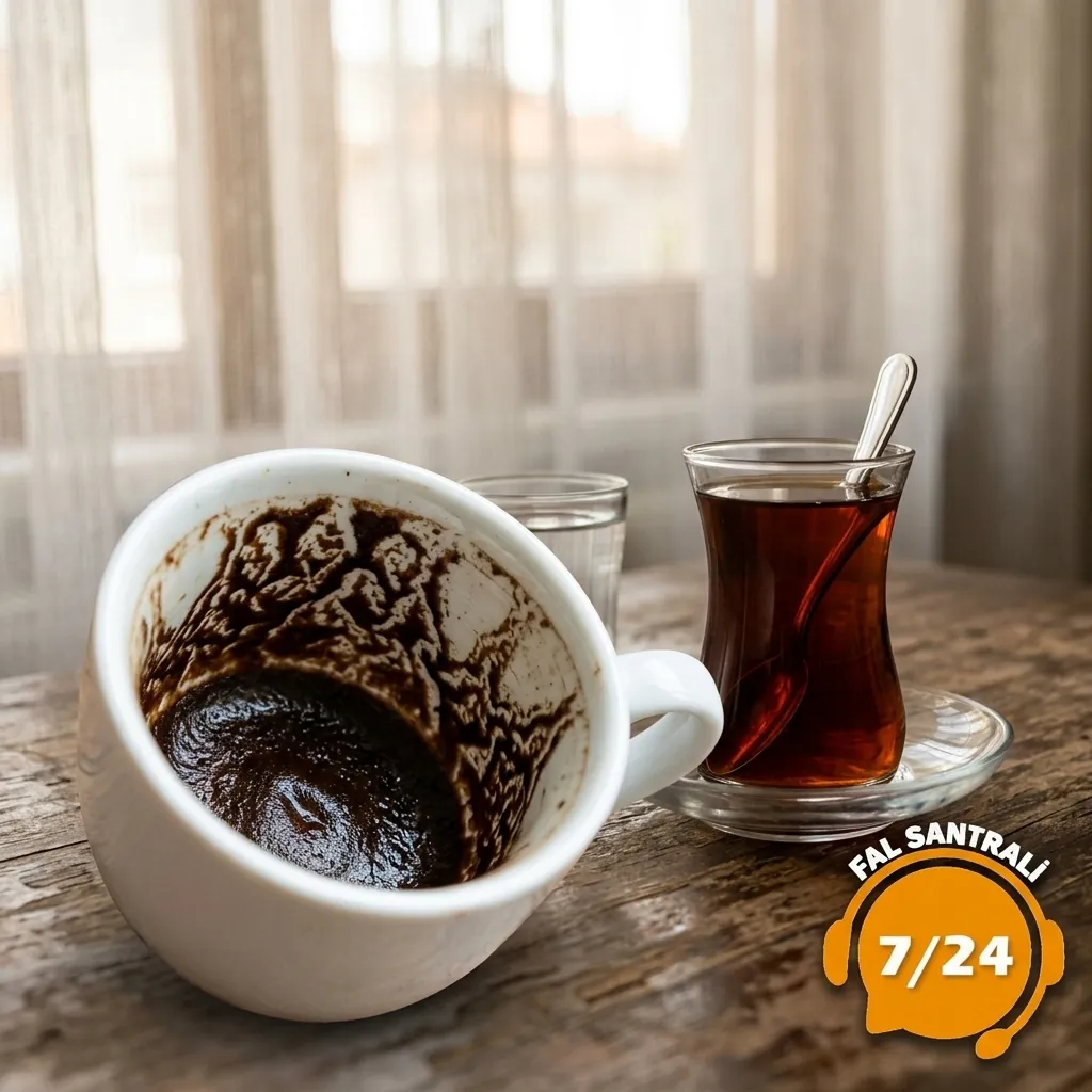 Kahve telvesi desenleri ve çay bardağı