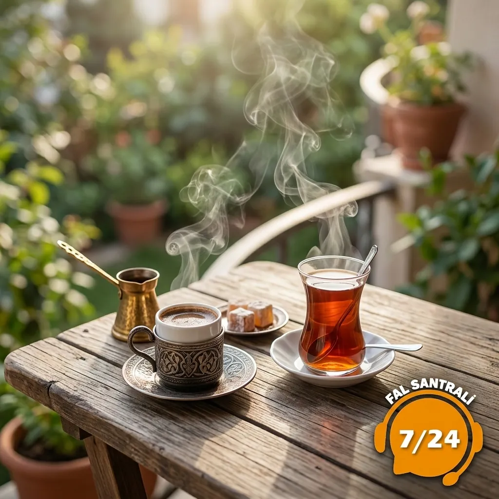 Yeşillikler arasında kahve ve çay falı karşılaştırması