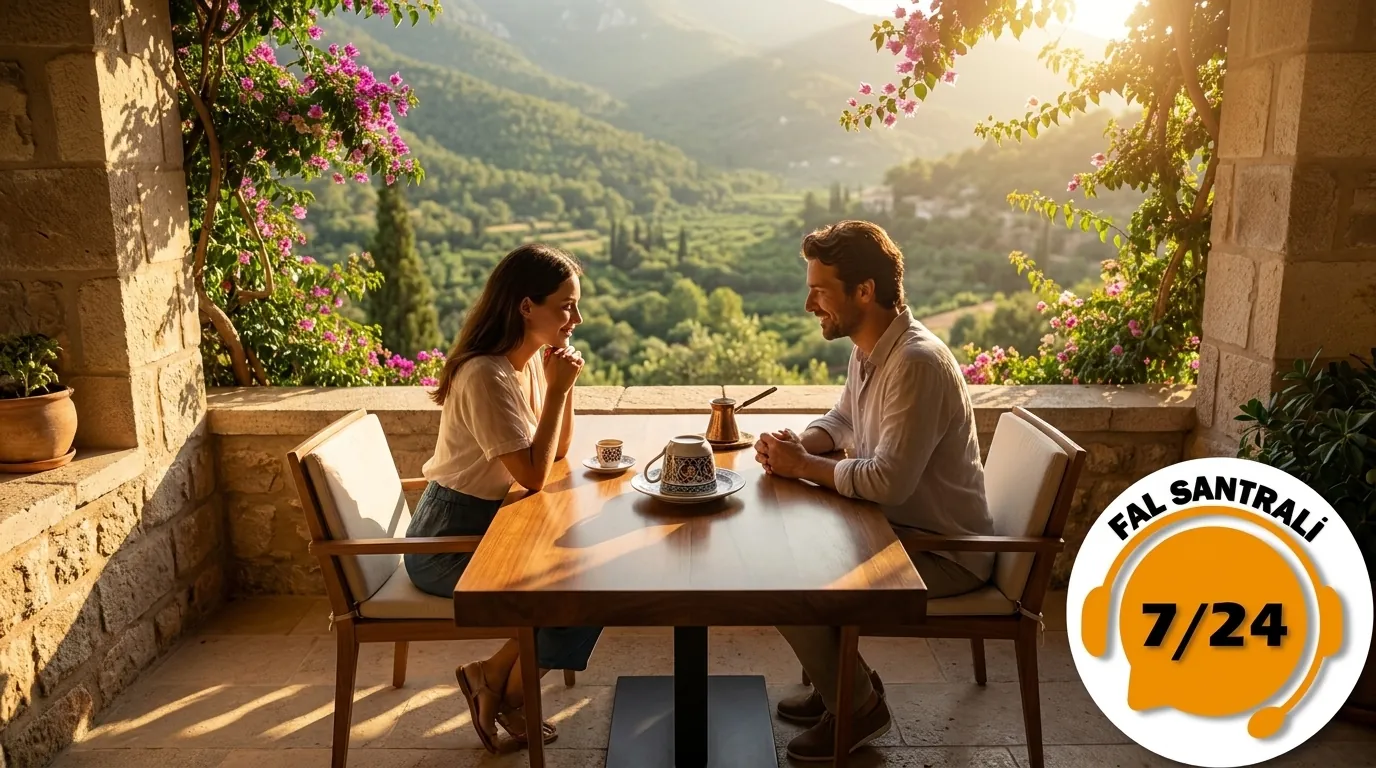 Doğa manzaralı kahve sohbeti