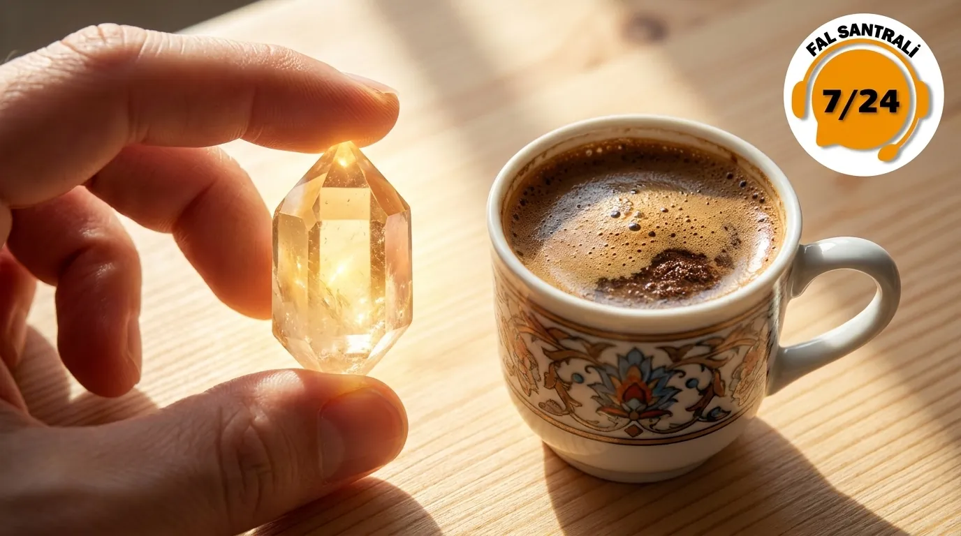 Fincan yanında sarı kristal