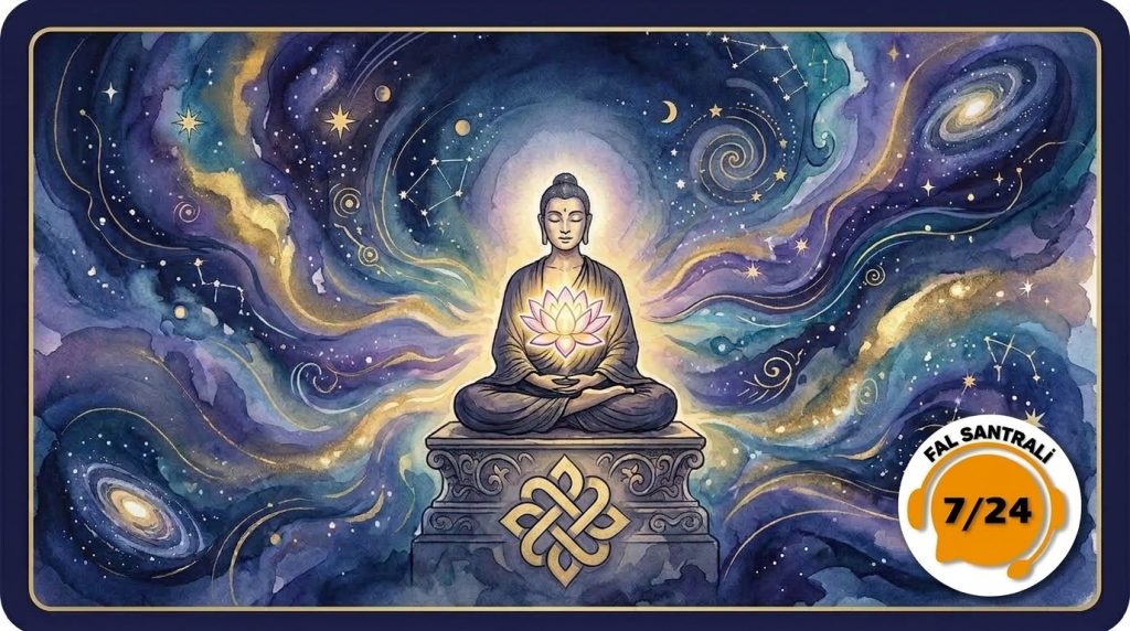 buda heykeli meditasyon yaparak osho zen tarot falına bakıyor.